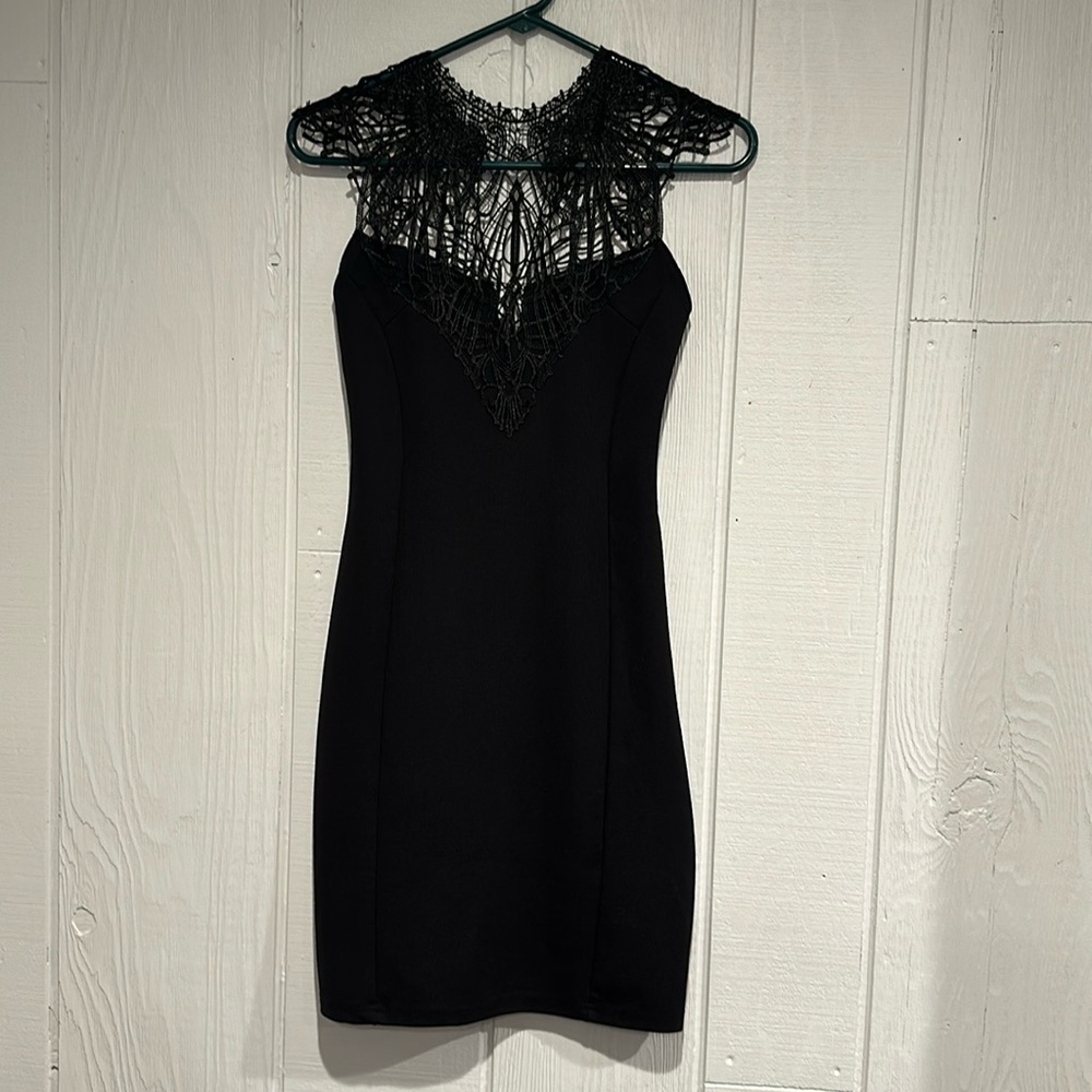 Charlotte Russe Black Lace Yoke Mini Dress